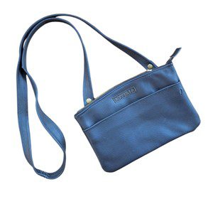 Small black genuine leather shoulder sling with non adjustable sling